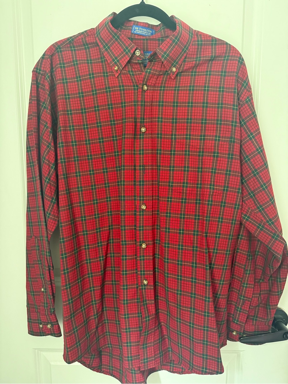 Pendleton Men's Wool Red Plaid Button-Down Shirt